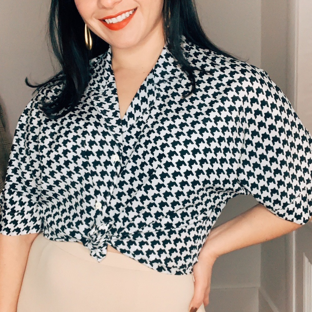 Vintage Large Houndstooth Blouse